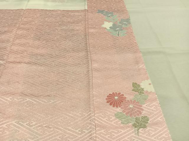 平和屋着物●豪華振袖 刺繍 草花文 暈し染め 金糸 金彩 正絹 逸品 AABM8172fy