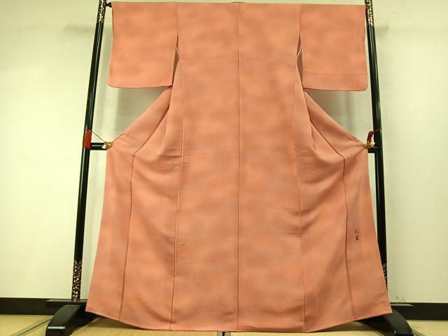 平和屋着物●上質な小紋 作家物 霞文 暈し染め 鬼しぼ縮緬 正絹 逸品 未使用 AABM8177fy