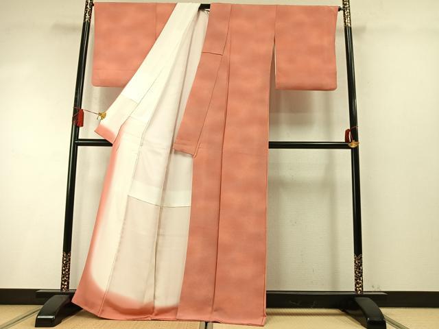 平和屋着物●上質な小紋 作家物 霞文 暈し染め 鬼しぼ縮緬 正絹 逸品 未使用 AABM8177fy