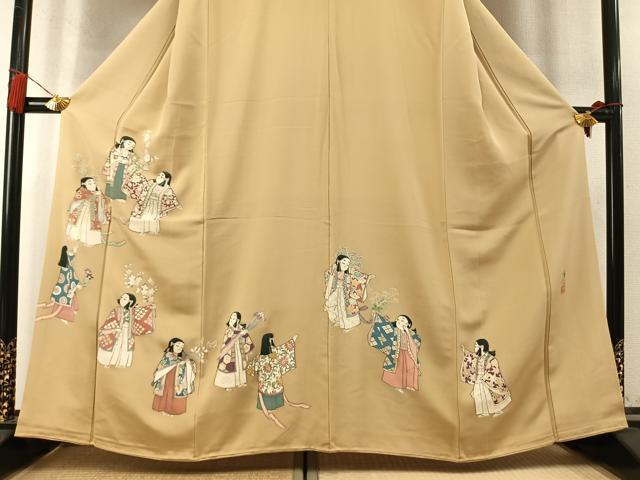 平和屋着物●豪華色留袖 作家物 刺繍 人物花文 金糸 金彩 正絹 逸品 AABM8186fy