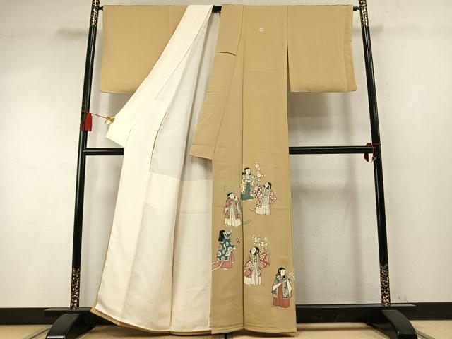平和屋着物●豪華色留袖 作家物 刺繍 人物花文 金糸 金彩 正絹 逸品 AABM8186fy