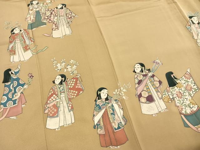 平和屋着物●豪華色留袖 作家物 刺繍 人物花文 金糸 金彩 正絹 逸品 AABM8186fy