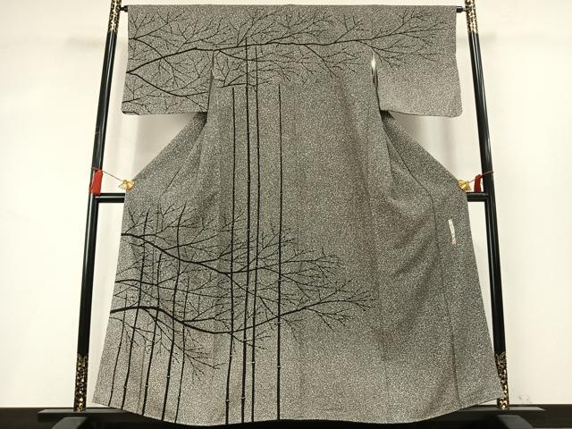 平和屋着物●二代目 川村久太郎 訪問着 樹林文 たたき染め 正絹 逸品 AABM8190fy