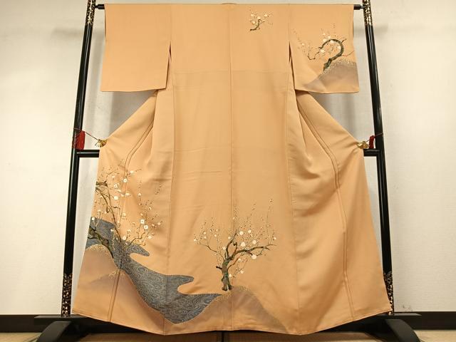 平和屋着物●訪問着 刺繍 枝梅流水文 金銀彩 正絹 逸品 AABM8195fy