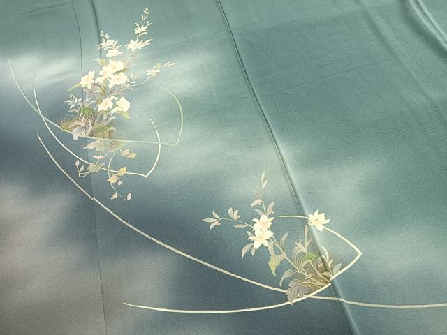 平和屋着物●訪問着 草花文 暈し染め 金彩 正絹 逸品 AABM8200fy