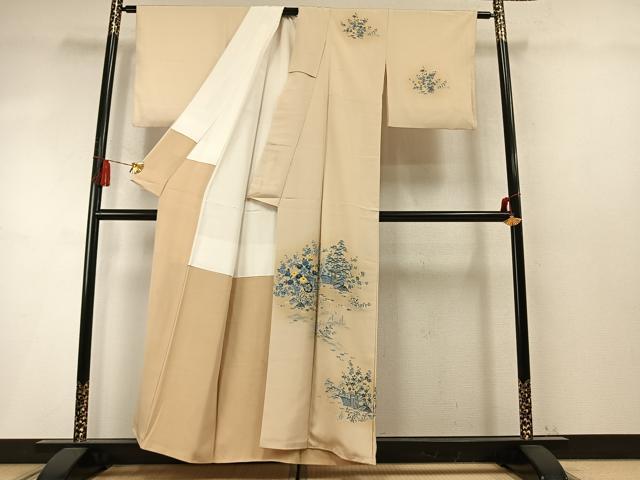 平和屋着物●訪問着 友禅 作家物 松竹梅 御所車花文 暈し染め 正絹 逸品 AABM8203fy