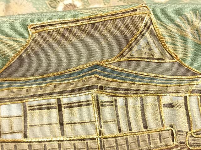 平和屋着物●訪問着 駒刺繍 松竹 風景花文 金彩 正絹 逸品 AABM8206fy