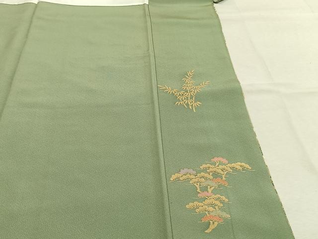 平和屋着物●訪問着 駒刺繍 松竹 風景花文 金彩 正絹 逸品 AABM8206fy