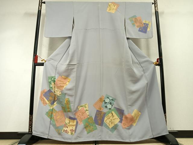 平和屋着物●訪問着 刺繍 色紙重ね飛鶴花文 金糸 金彩 正絹 逸品 AABM8209fy