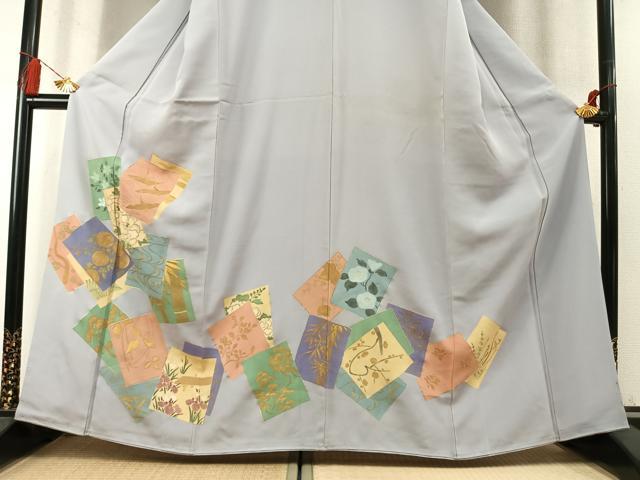 平和屋着物●訪問着 刺繍 色紙重ね飛鶴花文 金糸 金彩 正絹 逸品 AABM8209fy