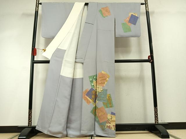 平和屋着物●訪問着 刺繍 色紙重ね飛鶴花文 金糸 金彩 正絹 逸品 AABM8209fy