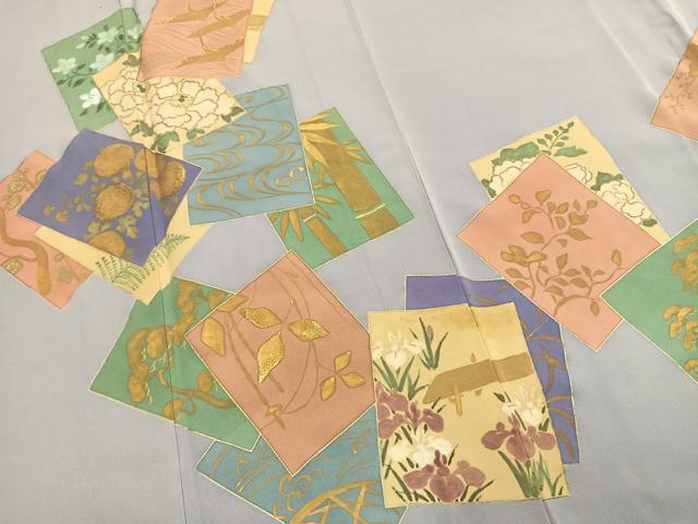 平和屋着物●訪問着 刺繍 色紙重ね飛鶴花文 金糸 金彩 正絹 逸品 AABM8209fy