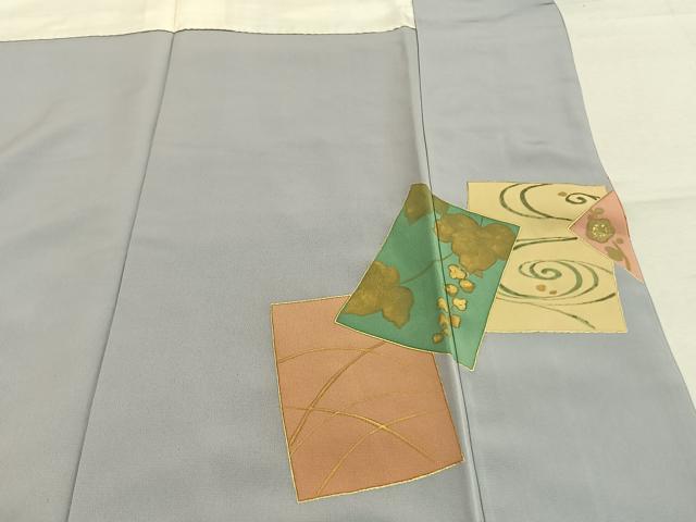 平和屋着物●訪問着 刺繍 色紙重ね飛鶴花文 金糸 金彩 正絹 逸品 AABM8209fy