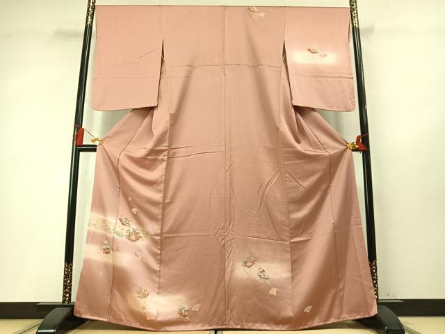 平和屋着物●訪問着 扇面花文 暈し染め 金彩 正絹 逸品 AABM8214fy