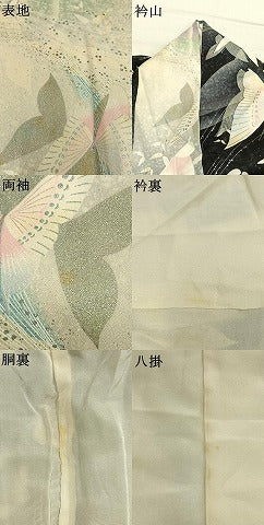 平和屋着物●豪華振袖 舞蝶文 暈し染め 銀彩 正絹 逸品 AABM8217fy