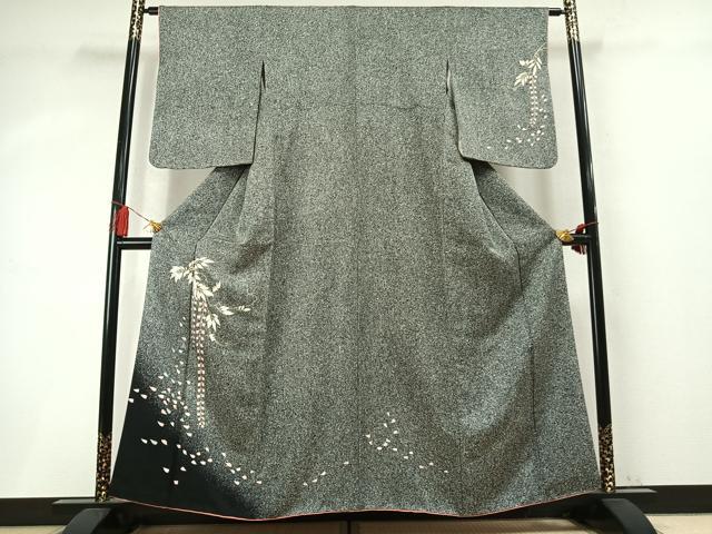 平和屋着物●訪問着 刺繍 草花文 たたき染め 金彩 鈴乃屋扱い 正絹 逸品 AABM8220fy