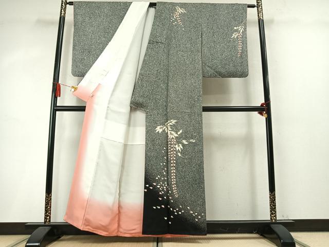 平和屋着物●訪問着 刺繍 草花文 たたき染め 金彩 鈴乃屋扱い 正絹 逸品 AABM8220fy