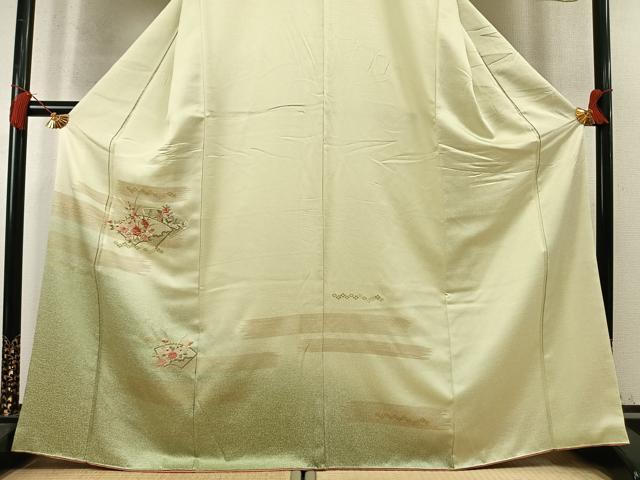 平和屋着物●中国三大刺繍 スワトウ刺繍 汕頭刺繍 総刺繍 訪問着 地紙花文 暈し染め 金糸 金彩 正絹 逸品 AABM8223fy