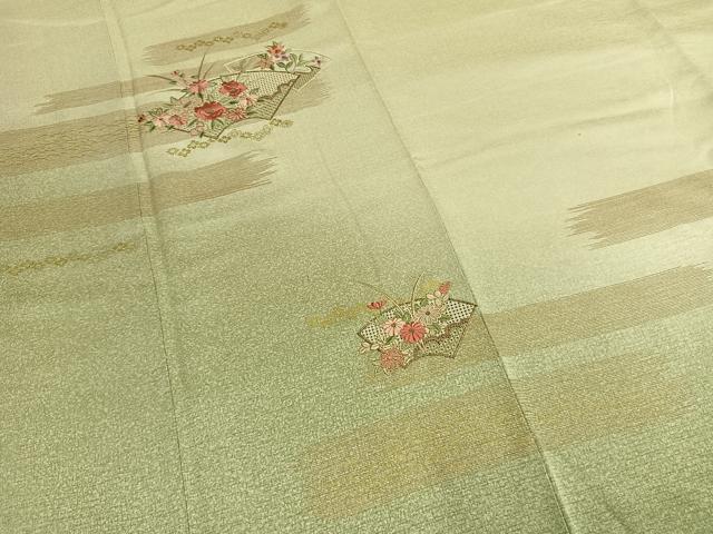 平和屋着物●中国三大刺繍 スワトウ刺繍 汕頭刺繍 総刺繍 訪問着 地紙花文 暈し染め 金糸 金彩 正絹 逸品 AABM8223fy