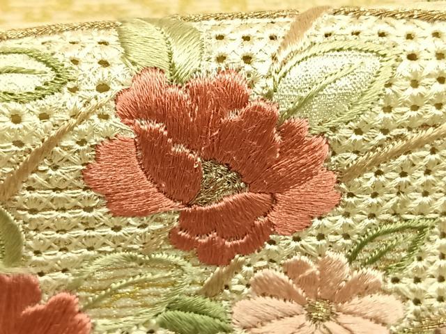 平和屋着物●中国三大刺繍 スワトウ刺繍 汕頭刺繍 総刺繍 訪問着 地紙花文 暈し染め 金糸 金彩 正絹 逸品 AABM8223fy