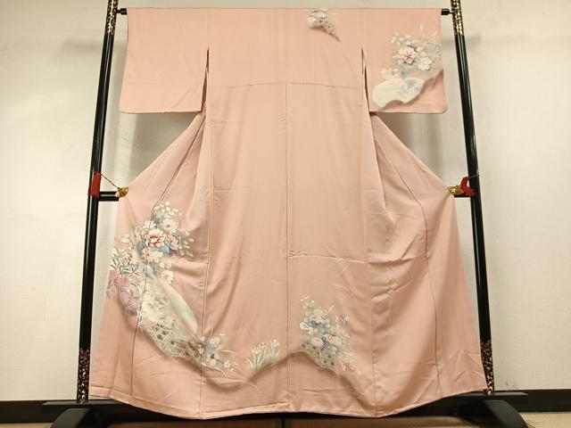 平和屋着物●訪問着 草花文 暈し染め 金彩 正絹 逸品 AABM8224fy