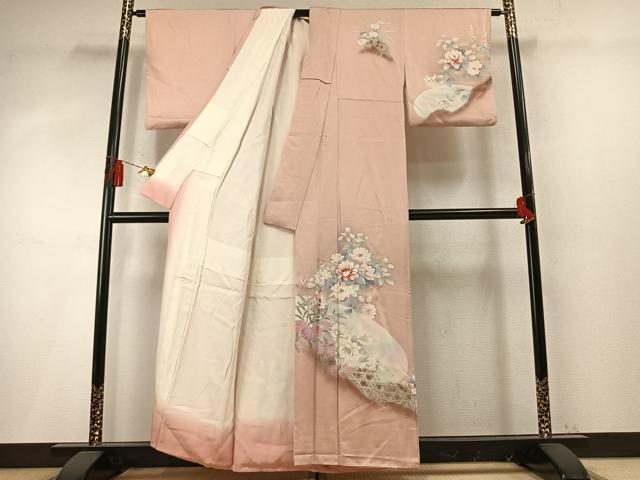 平和屋着物●訪問着 草花文 暈し染め 金彩 正絹 逸品 AABM8224fy