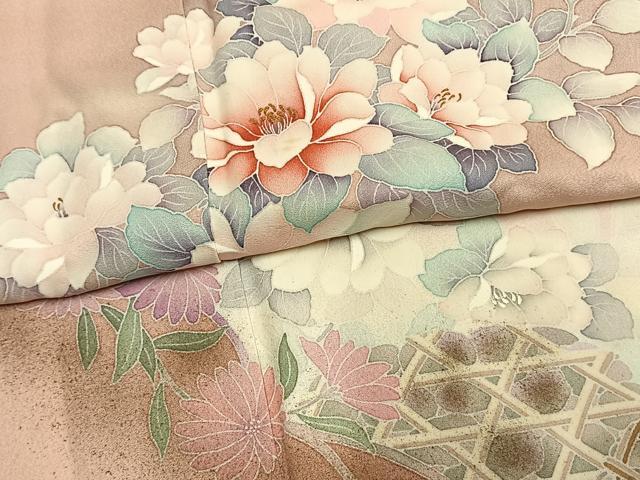 平和屋着物●訪問着 草花文 暈し染め 金彩 正絹 逸品 AABM8224fy