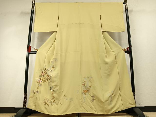 平和屋着物●豪華色留袖 刺繍 螺鈿 花鳥文 金銀糸 金銀彩 正絹 逸品 AABM8226fy