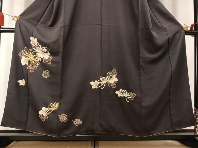 平和屋着物●訪問着 駒刺繍 草花文 金彩 正絹 逸品 AABM8234fy