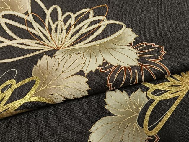平和屋着物●訪問着 駒刺繍 草花文 金彩 正絹 逸品 AABM8234fy