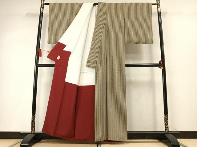 平和屋着物●上質な小紋 縞 逸品 AABM8236fy