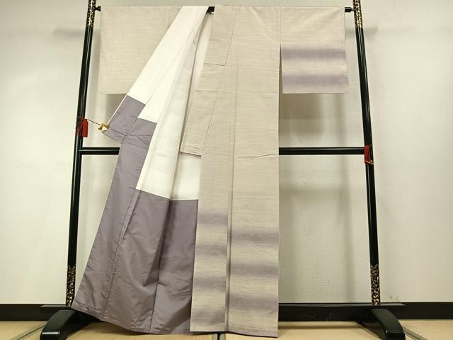平和屋着物●訪問着 紬地 横段文 正絹 逸品 AABM8239fy