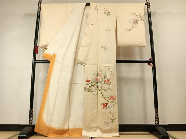 平和屋着物●訪問着 刺繍 地紙枝花文 金彩 正絹 逸品 AABM8243fy