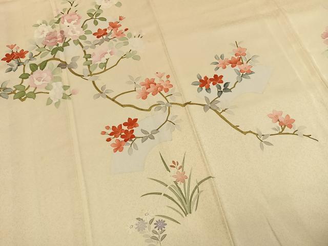 平和屋着物●訪問着 刺繍 地紙枝花文 金彩 正絹 逸品 AABM8243fy