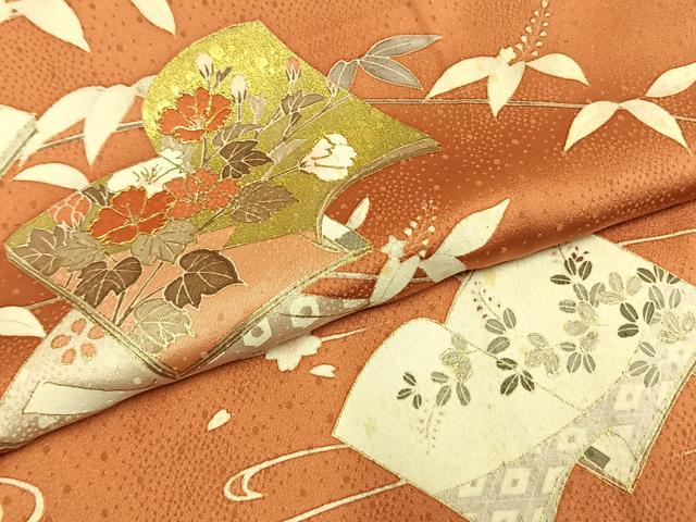 平和屋着物●訪問着 駒刺繍 冊子花文 金彩 正絹 逸品 AABM8252fy