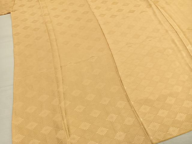 平和屋着物●上質な色無地 花菱地紋 飴色 正絹 逸品 AABM8260fy