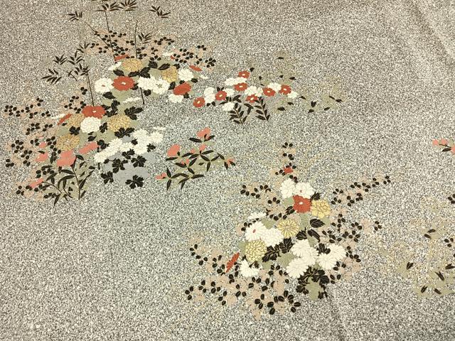 平和屋着物●訪問着 草花文 たたき染め 金彩 正絹 逸品 AABM8263fy