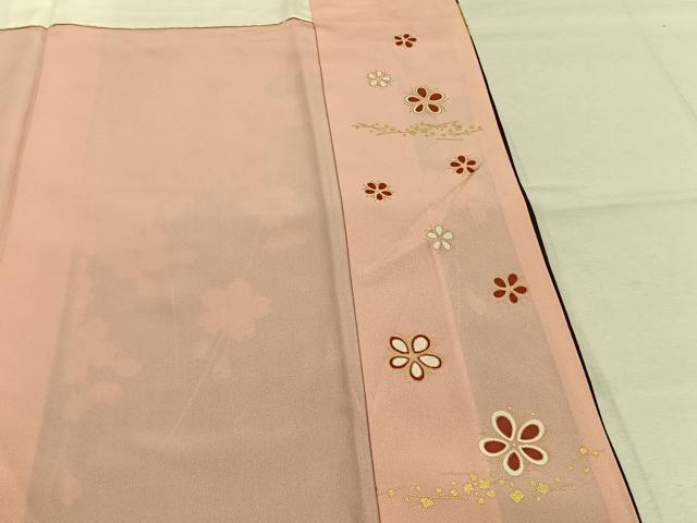 平和屋着物●豪華振袖 駒刺繍 枝桜文 暈し染め 金彩 正絹 逸品 AABM8266fy