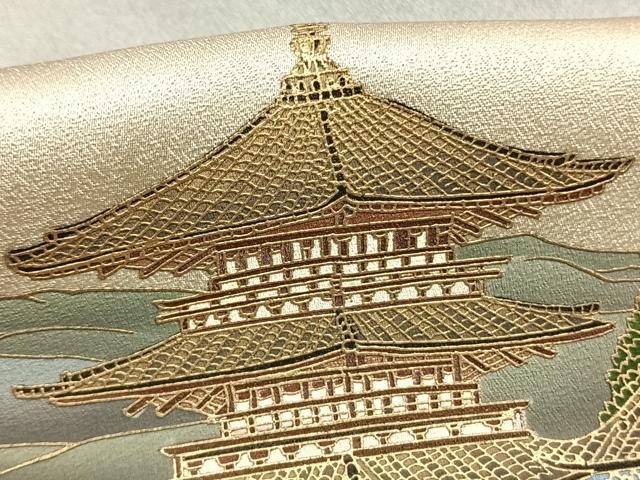 平和屋着物●螺鈿作家 甲斐泰造 色留袖 螺鈿 清水寺 暈し染め 金彩 丹後ちりめん 反端付き 正絹 逸品 AABM8267fy