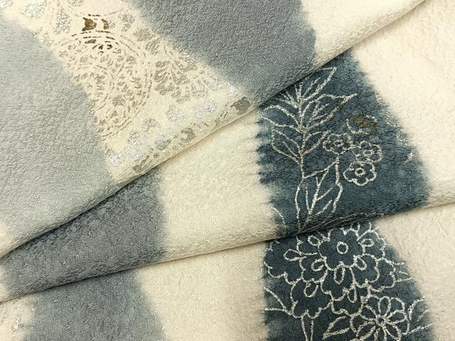 平和屋着物●上質な小紋 立涌花文 金銀彩 正絹 逸品 AABM8270fy