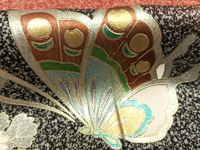 平和屋着物●訪問着 花蝶文 暈し染め たたき染め 金銀彩 正絹 逸品 AABM8284fy