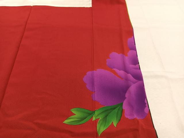 平和屋着物●比嘉京子 振袖 草花文 暈し染め 金彩 正絹 逸品 AABM8287fy