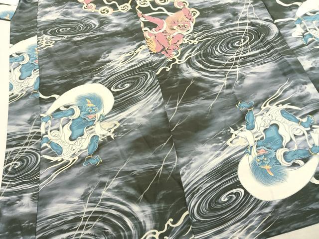 平和屋着物●長襦袢 無双仕立て 風神雷神 暈し染め 半衿刺繍 正絹 逸品 AABM8290fy
