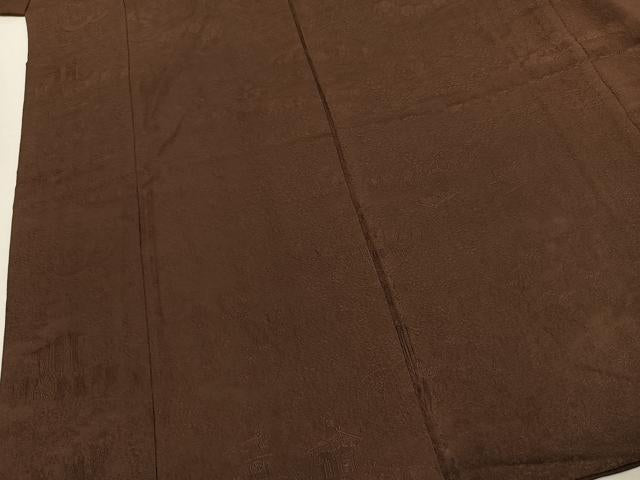 平和屋着物●上質な色無地 ワンポイント 風景文 憲法色 正絹 逸品 AABM8296fy