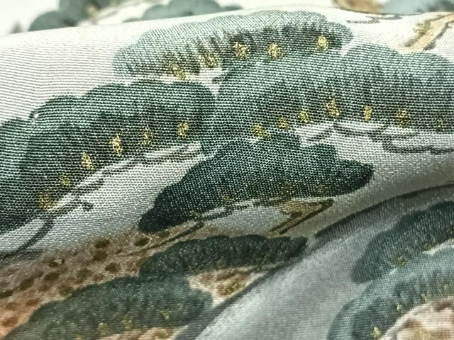 平和屋着物●男性 長襦袢 袷 風景松文 暈し染め 金彩 正絹 逸品 AABM8302fy