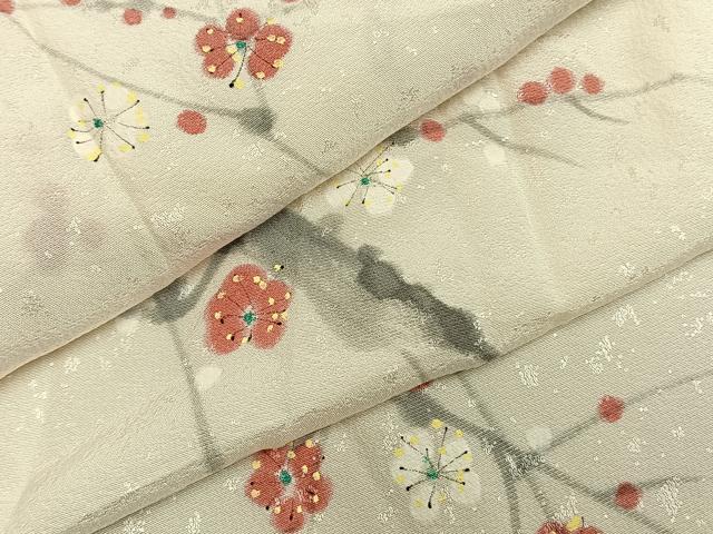 平和屋着物●長襦袢 無双仕立て 手描き 枝梅文 正絹 逸品 AABM8304fy