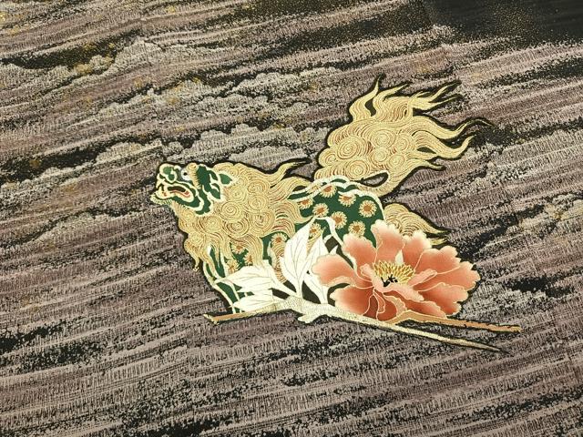 平和屋着物●訪問着 狛犬 金銀糸 金彩 金通し地 正絹 逸品 AABM8308fy