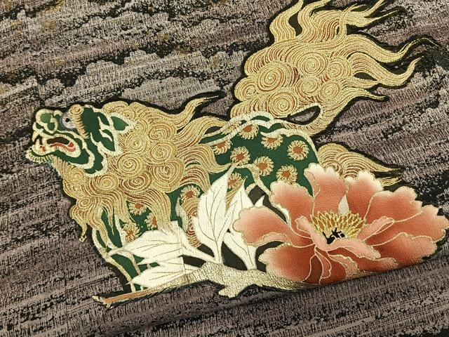 平和屋着物●訪問着 狛犬 金銀糸 金彩 金通し地 正絹 逸品 AABM8308fy