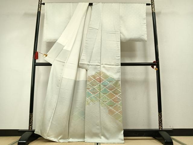 平和屋着物●人間国宝 福田喜三郎 色留袖 刺繍 松 金彩 正絹 逸品 AABM8309fy