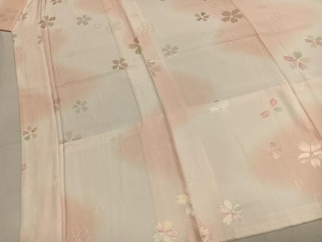 平和屋着物●長襦袢 無双仕立て 舞桜文 暈し染め 正絹 逸品 AABM8328fy